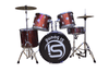 Si Sound 5-piece Complete Drum Set with Cymbals - Red (1.0)