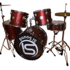 Micheal Acoustic Drums Si Sound 5-piece Complete Drum Set with Cymbals - Red