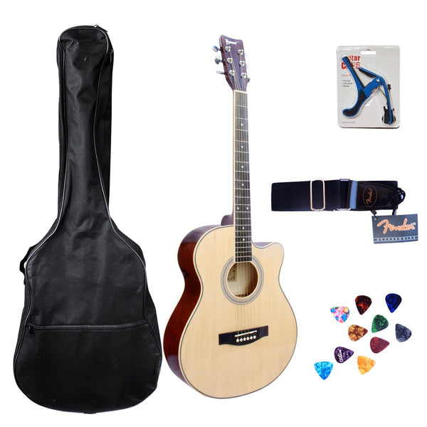 Nofeka Uganda Acoustic Guitars Ibanez IB 4010 6-Steel String Acoustic Guitar Pack - Natural Brown