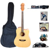 Tayste T411-N 6-Steel String Acoustic electric Guitar Pack - Natural Brown