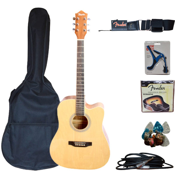 Nofeka Uganda Guitars Tayste T411-N 6-Steel String Acoustic-electric Guitar Pack - Natural Brown