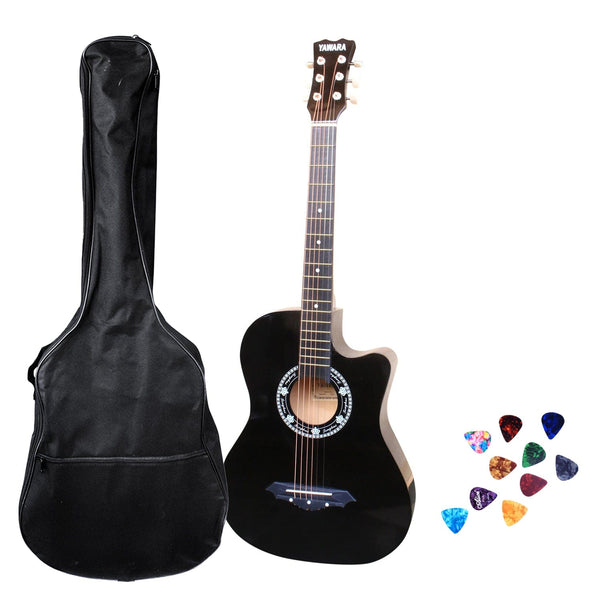 Nofeka Uganda Acoustic Guitars Yawara 038C 6 String Dreadnought Acoustic Guitar Pack - Black